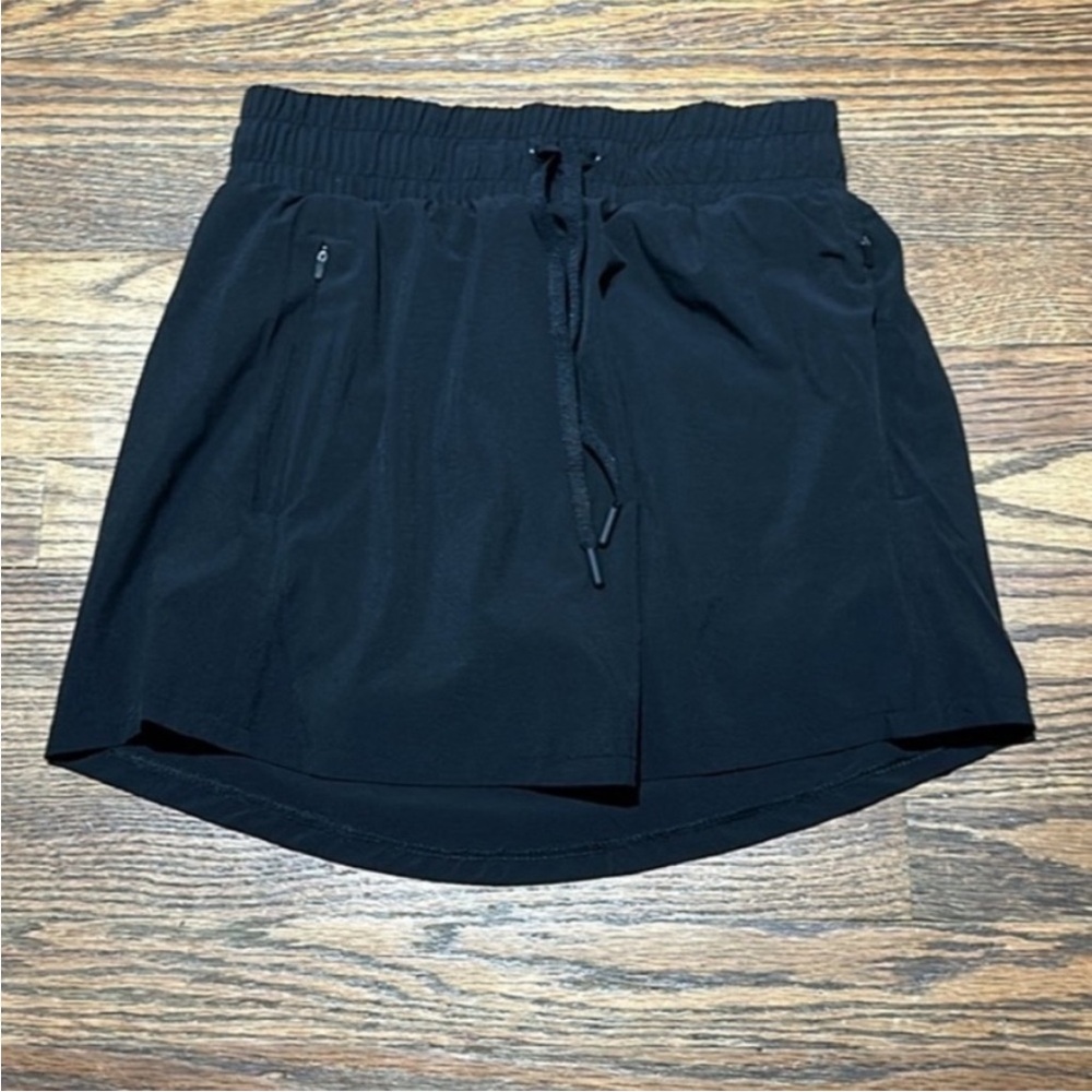 Women's Black Pull-On Active Skort with Zipper Pockets
